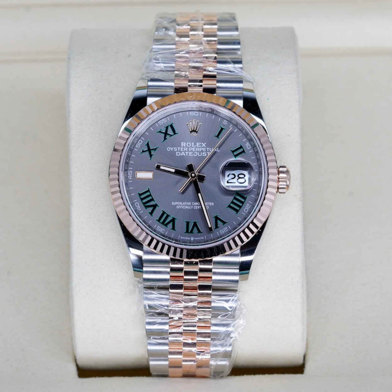 Rolex NEW 2026 Datejust 126231 “WIMBLEDON” Grey Roman Dial Two-Tone Rose Gold Stainless Steel Jubilee 36mm