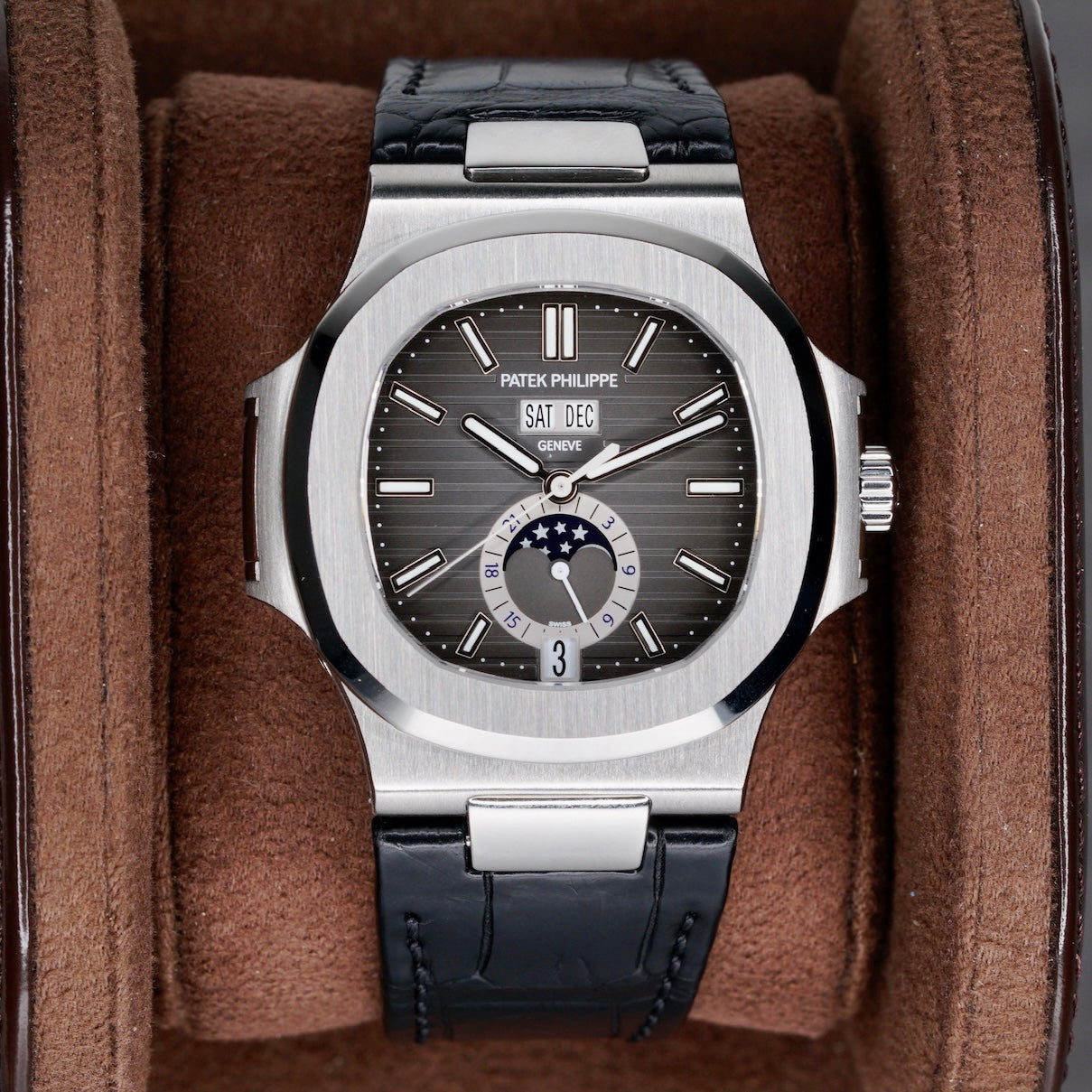 Patek Philippe Nautilus 5726A-001 Black Dial Stainless Steel Leather Strap