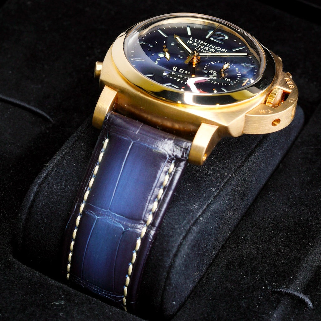 Panerai Luminor 1950 PAM 00277 Blue Dial GMT 8 Monopulsante Rose Gold 44mm