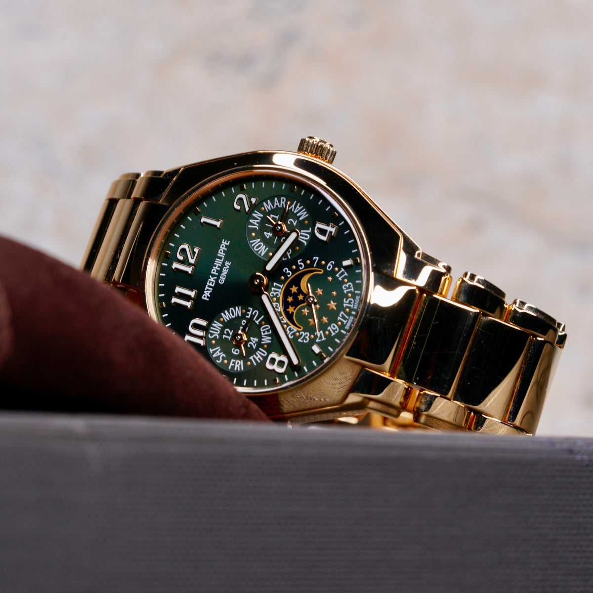 Patek Philippe NEW Twenty~4 7340/1R-010 “OLIVE” Perpetual Calendar Yellow Gold 36mm