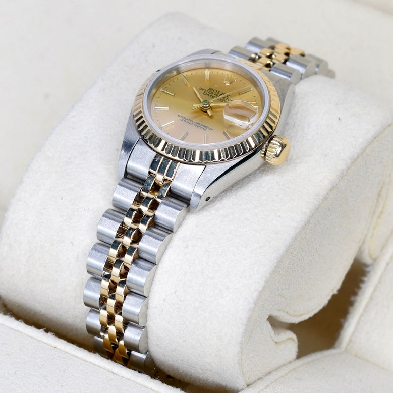Rolex Lady-Datejust 69173 Champagne Stick Dial Two-Tone Yellow Gold & Steel Jubilee 26mm