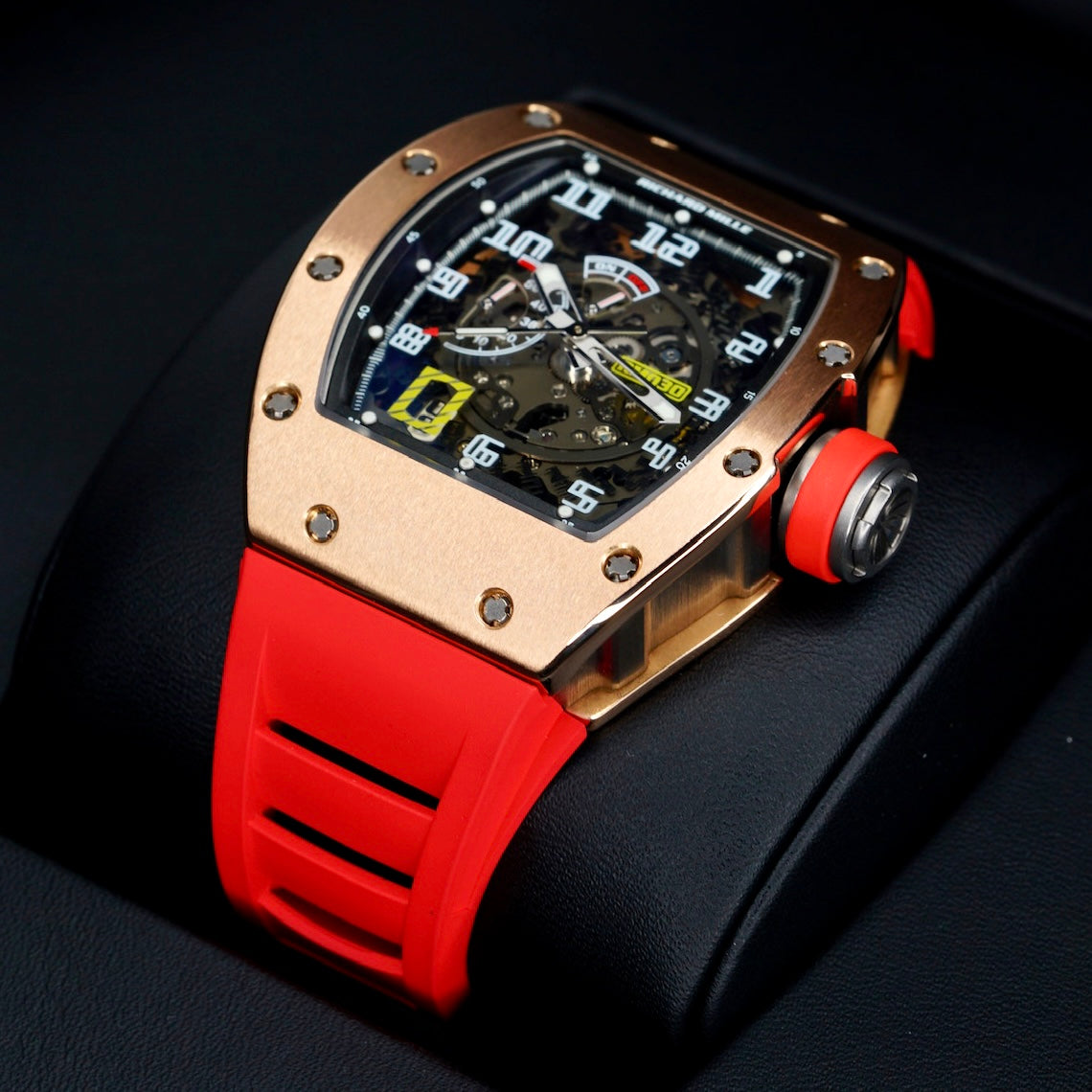 Richard Mille Rm 030 AL RG Skeleton Dial Rose Gold Red Rubber Strap 2015