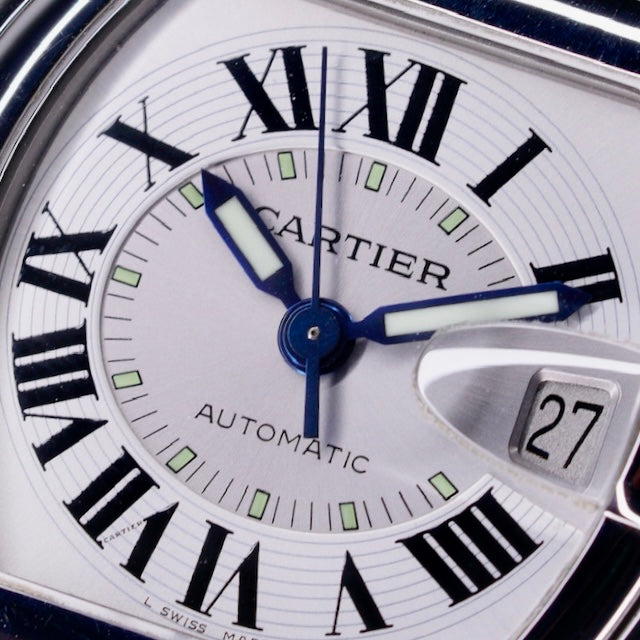 Cartier Roadster 2510 White Roman Dial Stainless Steel