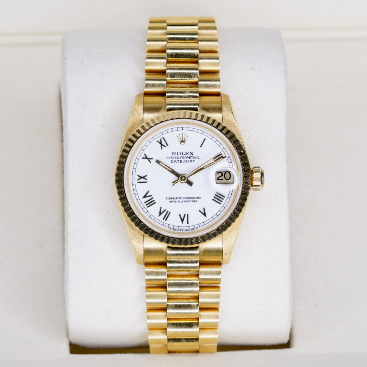 Rolex Datejust 68278 “PRESIDENT” White Roman Roulette Dial Yellow Gold President 31mm