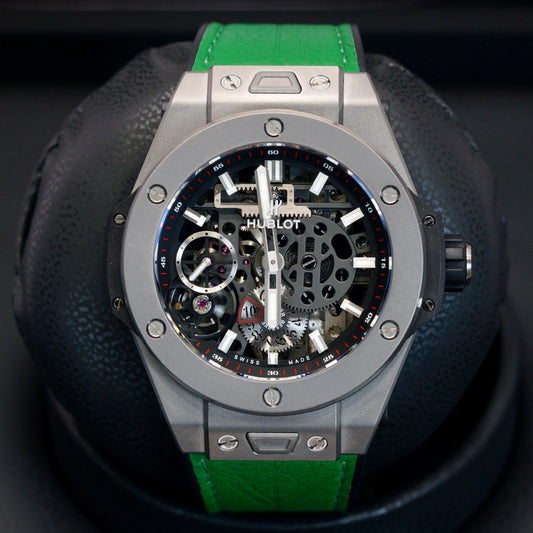 Hublot Big Bang Meca-10 414.NI.1123.RX Skeleton Dial Titanium Green Strap 45mm