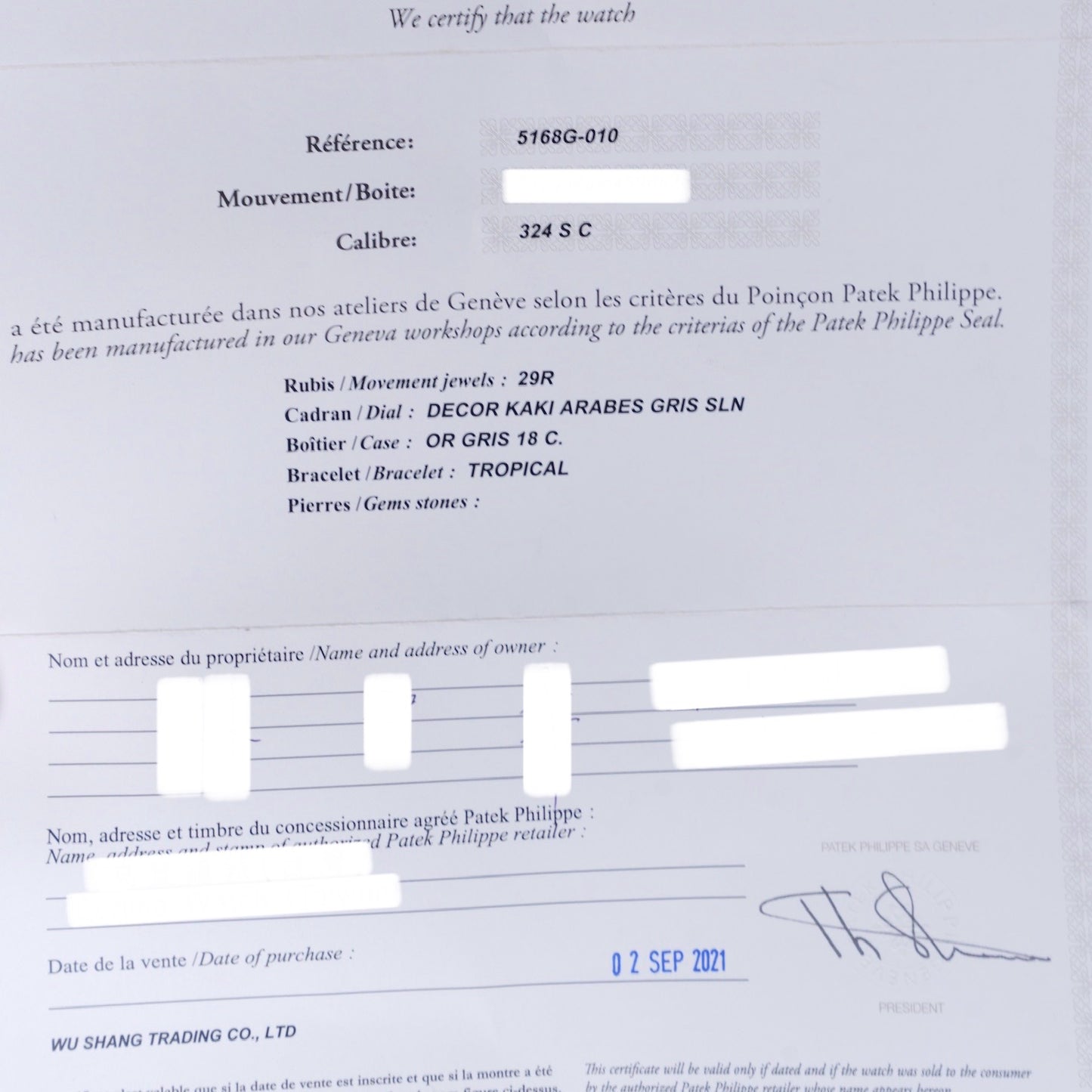 Patek Philippe Aquanaut 5168G-010 ”GREEN AQUA” Khaki Green Dial Green White Gold Tropical Strap 42mm 2021