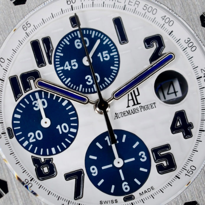 Audemars Piguet Royal Oak Offshore 26170ST.OO.D305CR.01 “BLUE PANDA” White Dial Navy Sub Dials Stainless Steel Rubber Strap 42mm