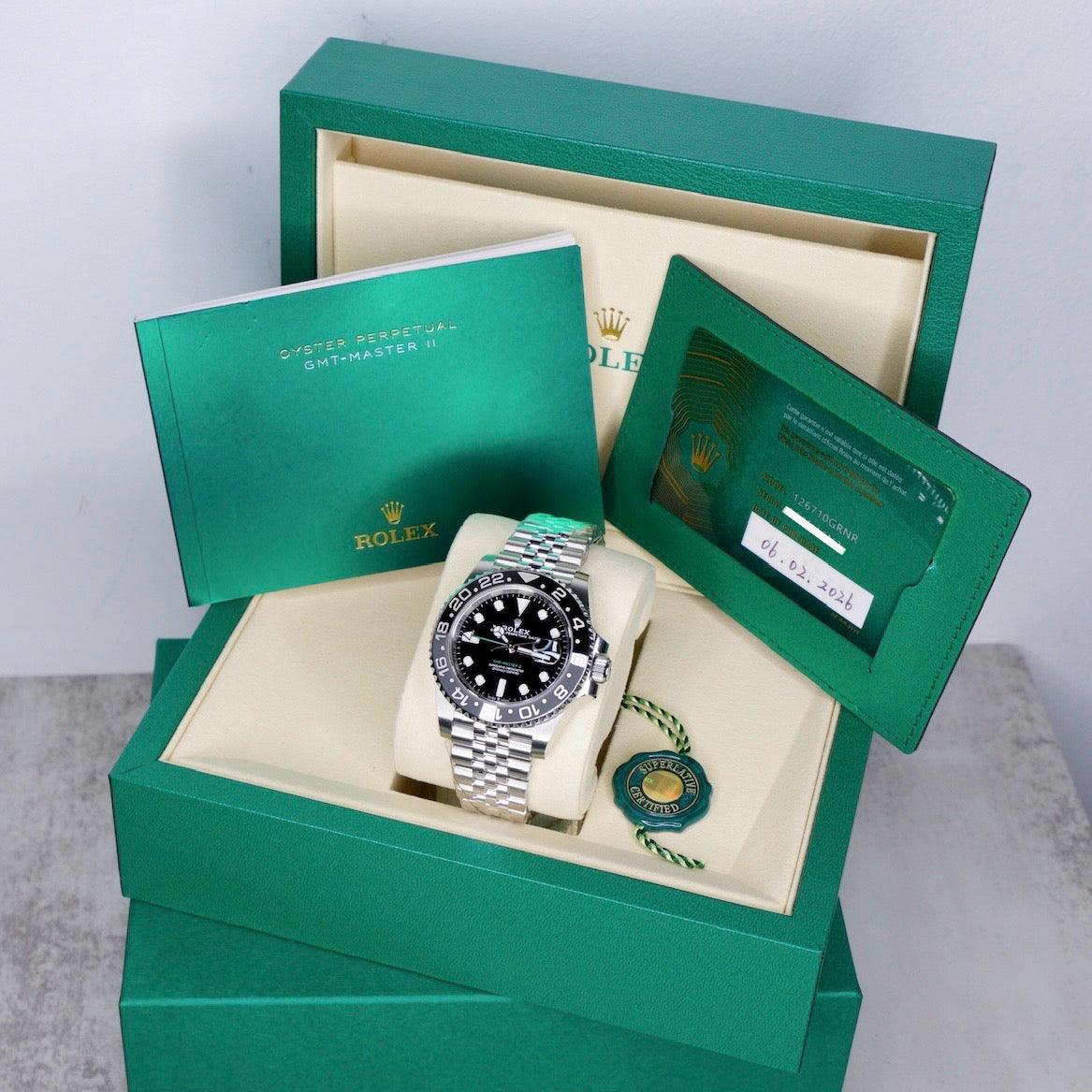 Rolex NEW 2026 GMT-Master II 126710GRNR “BRUCE WAYNE” Black Dial Grey & Black Bezel Stainless Steel 40mm