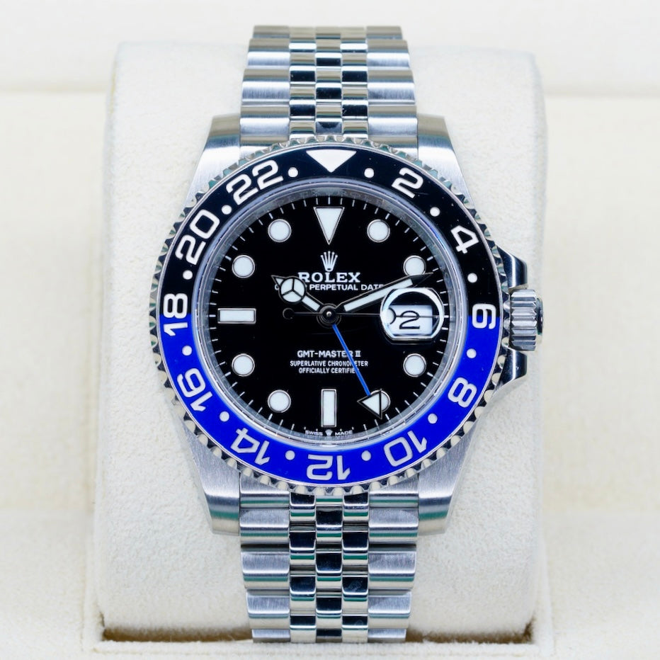 Rolex GMT-Master II 126710BLNR "BATGRIL" Black Dial Black & Blue Bezel Stainless Steel Jubilee 40mm