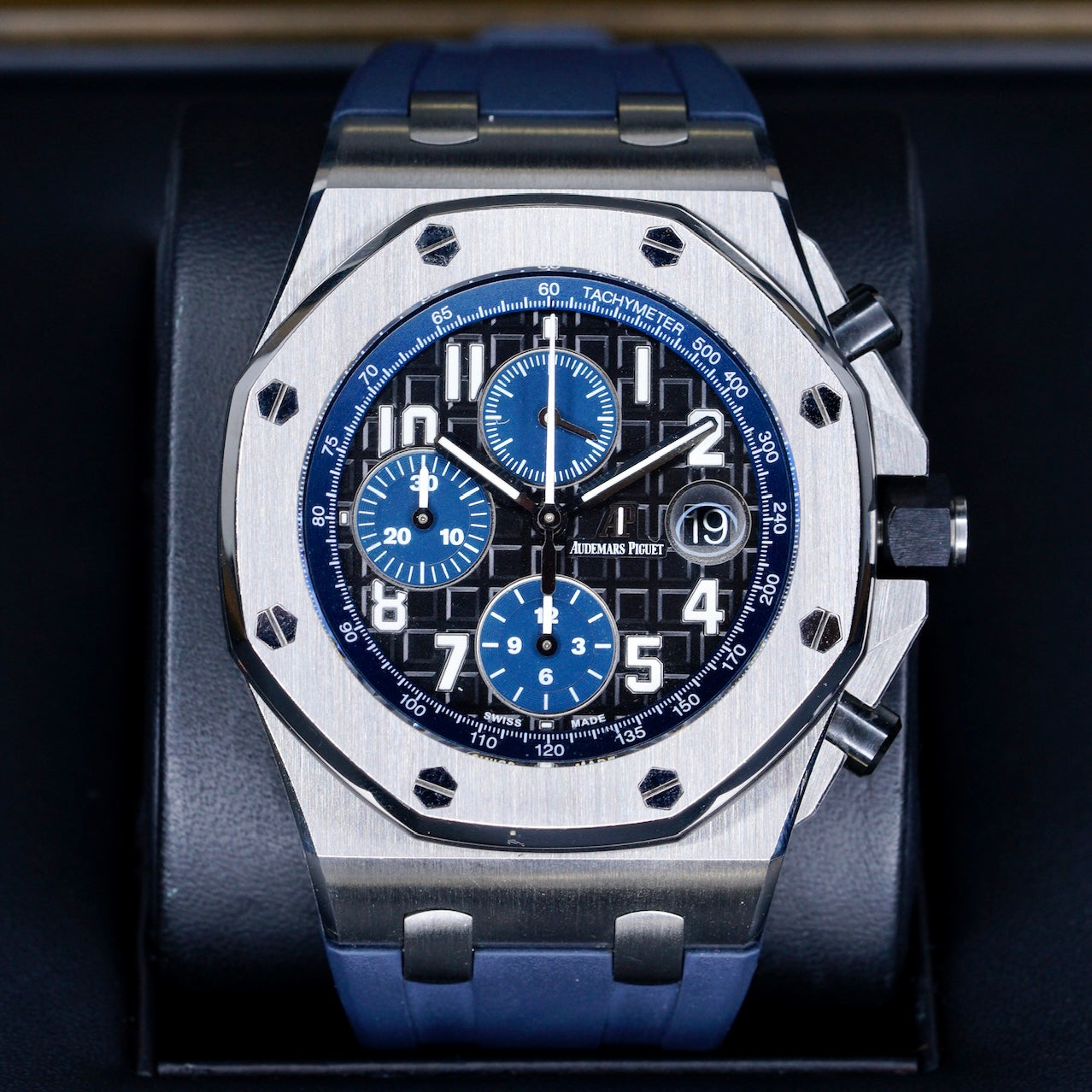 Audemars Piguet Royal Oak Offshore 26470ST.OO.A028CR.01 “BATMAN” Black Dial Blue Sub Dials Stainless Steel Chronograph 42mm