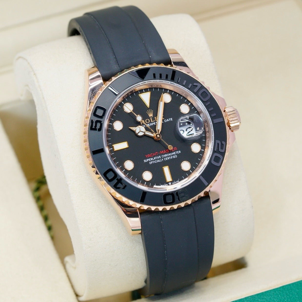 Rolex Yacht-Master 126655 Rose Gold Black Dial Oysterflex 40mm