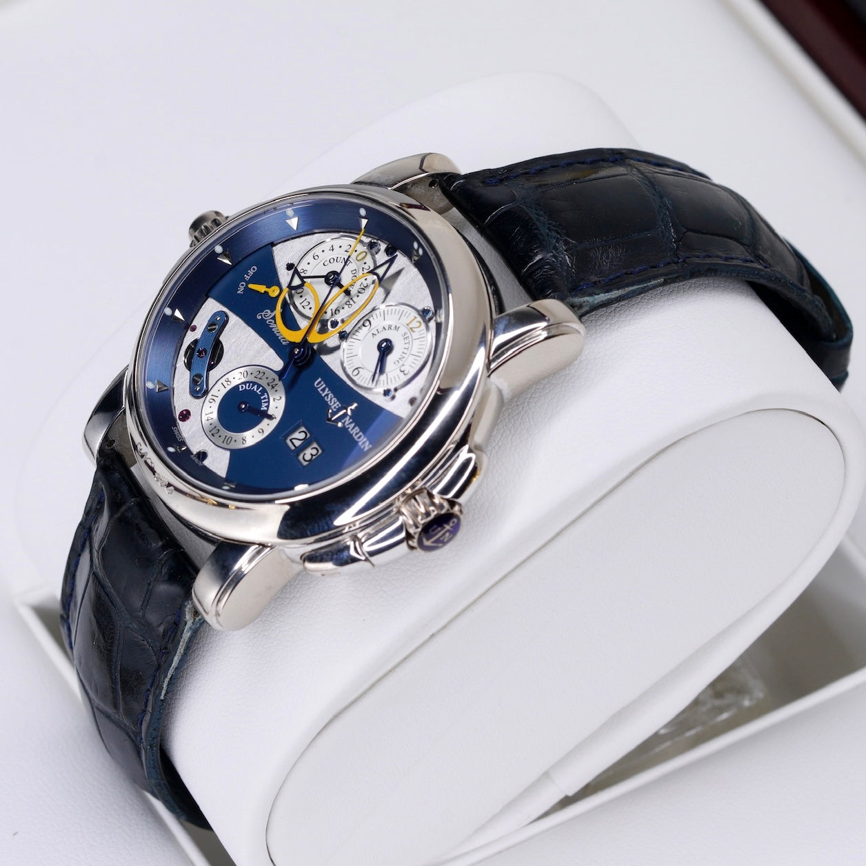 Ulysses Nardin 670-88/213 “SONATA” Dual Time White Gold Leather Strap