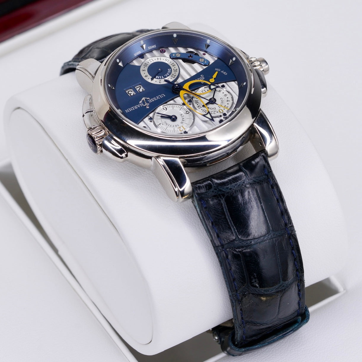 Ulysses Nardin 670-88/213 “SONATA” Dual Time White Gold Leather Strap