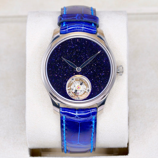 H.Moser & Cie. NEW Endeavour 1804-0226 Blue Aventurine Dial Tourbillon White Gold Blue Alligator Strap Limited Edition 40mm