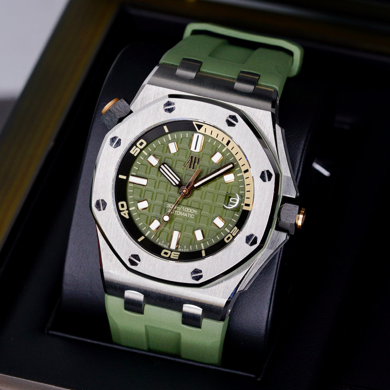 Audemars Piguet NEW Royal Oak Offshore Diver 15720ST.OO.A052CA.01 “KHAKI” Green Dial Stainless Steel 42mm
