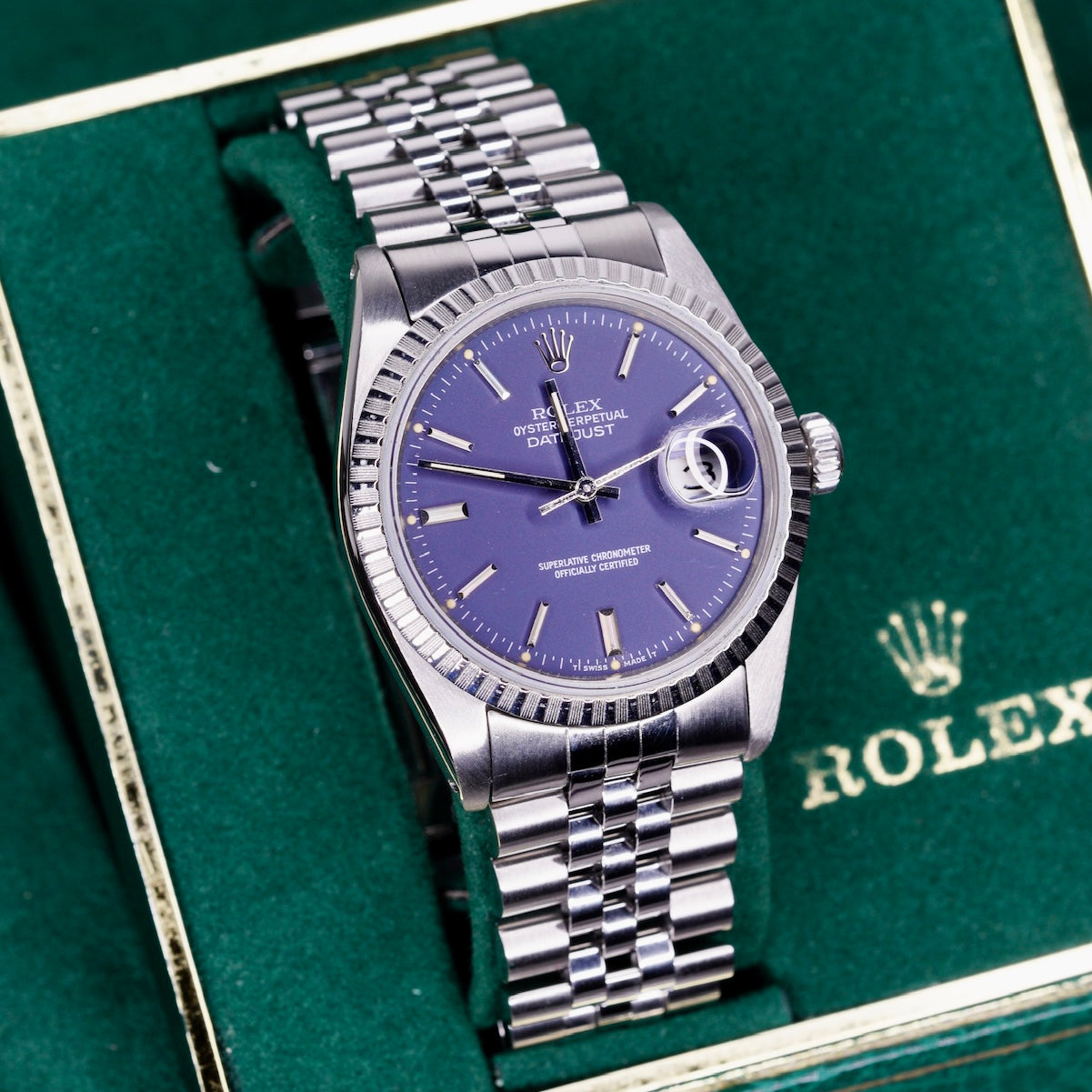 Rolex Datejust 16014 Blue Stick Dial Stainless Steel Jubilee 36mm