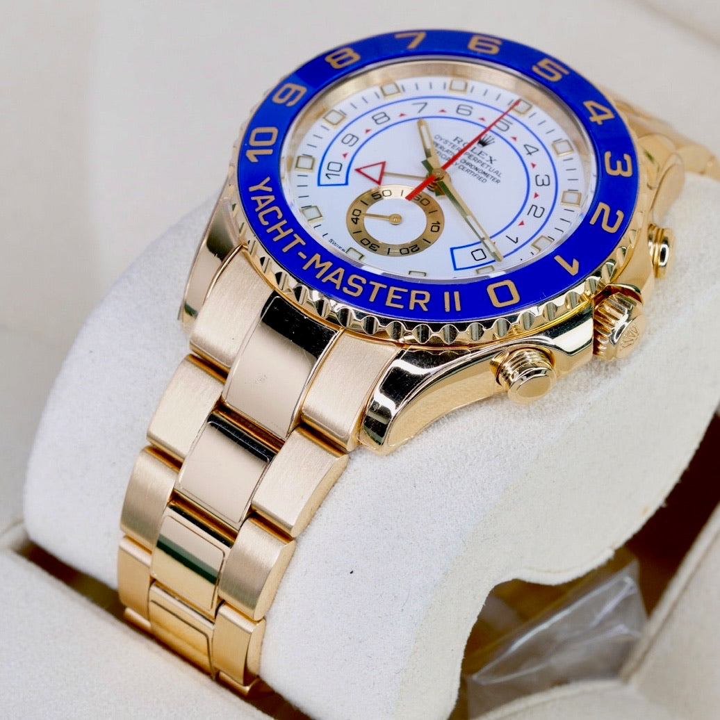 Rolex Yacht-Master II 116688 White Dial Blue Bezel Yellow Gold 44mm CPO 2025