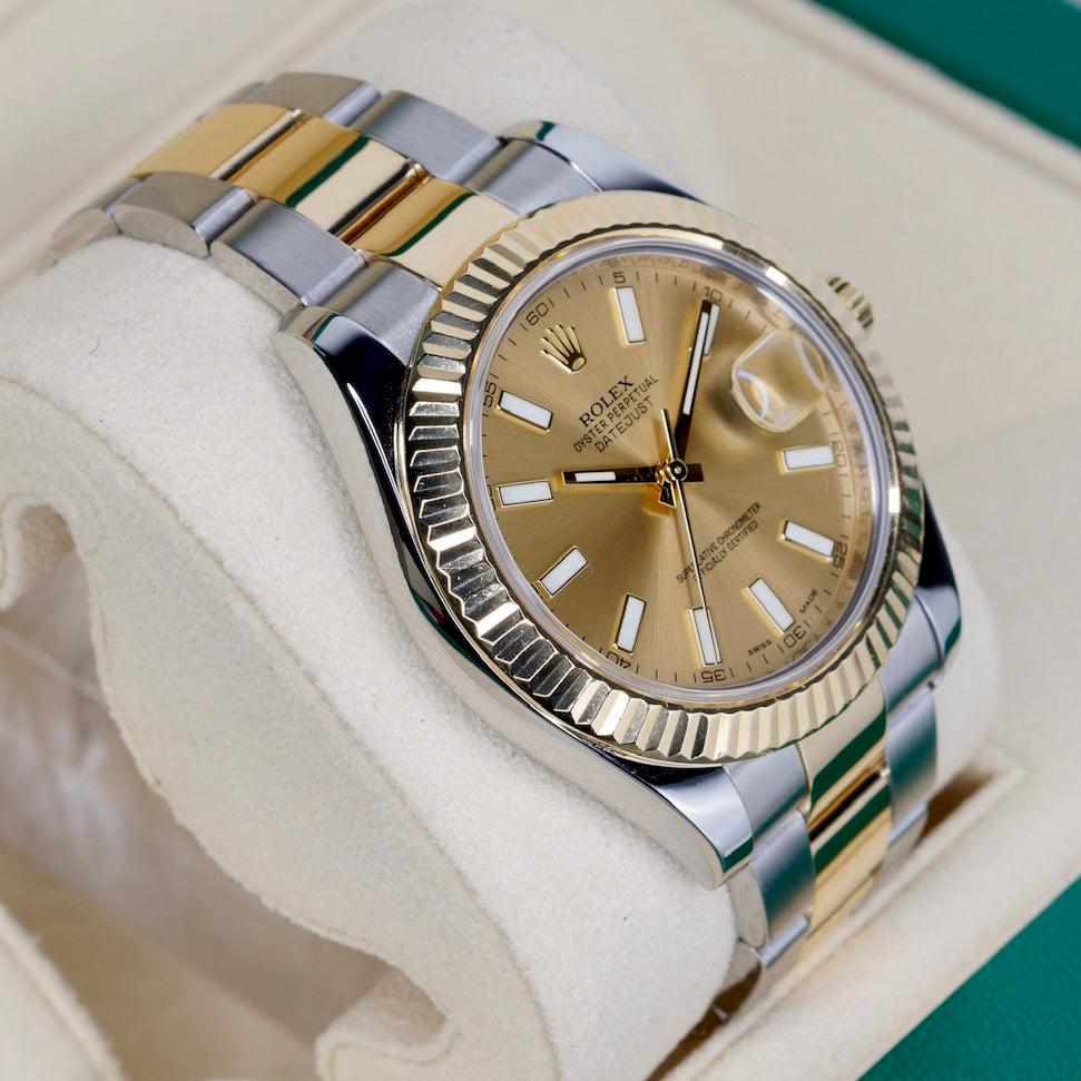 Rolex Datejust II 116333 Champagne Stick Dial Two-Tone Steel & Gold Oyster 41mm