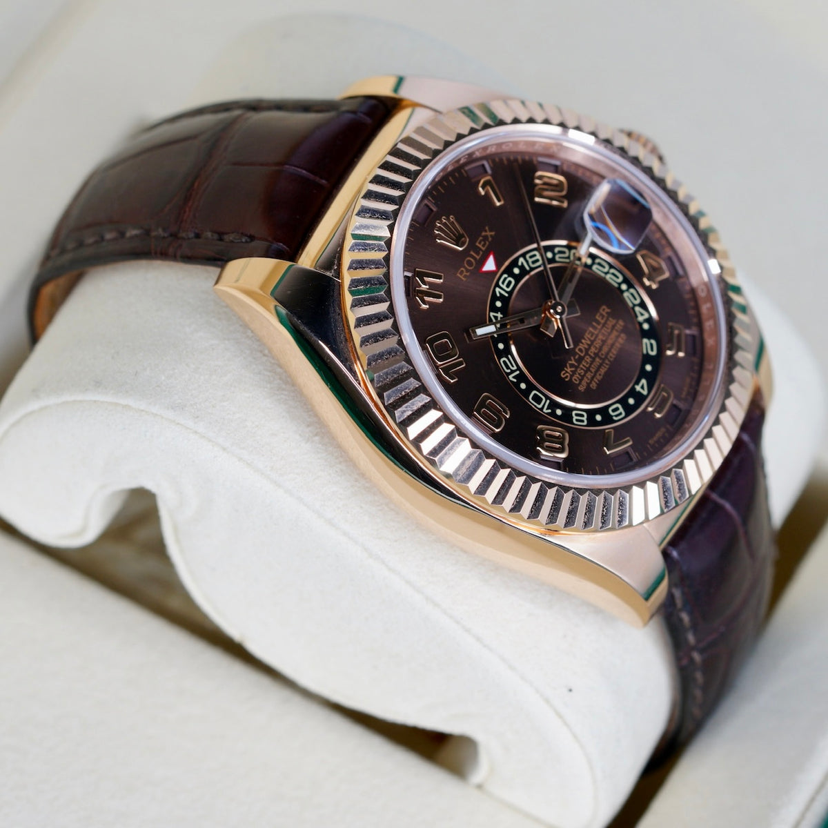 Rolex Sky-Dweller 326135 “CHOCO ARABIC” Brown Arabic Dial Rose Gold Leather Strap 42mm
