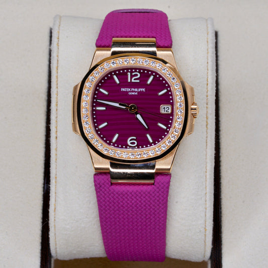 Patek Philippe NEW 2026 Nautilus 7010R-013 “PURPLE MACHINE” Purple Dial Rose Gold Diamond Bezel 32mm
