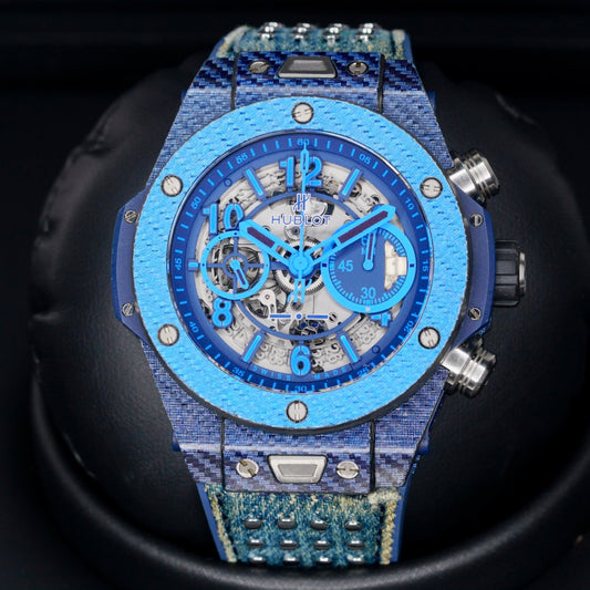Hublot Big Bang Unico 411.YL.5190.NR.ITI15 “ITALIA INDEPENDENT” Blue Skeleton Dial Carbon & Texalium 45mm
