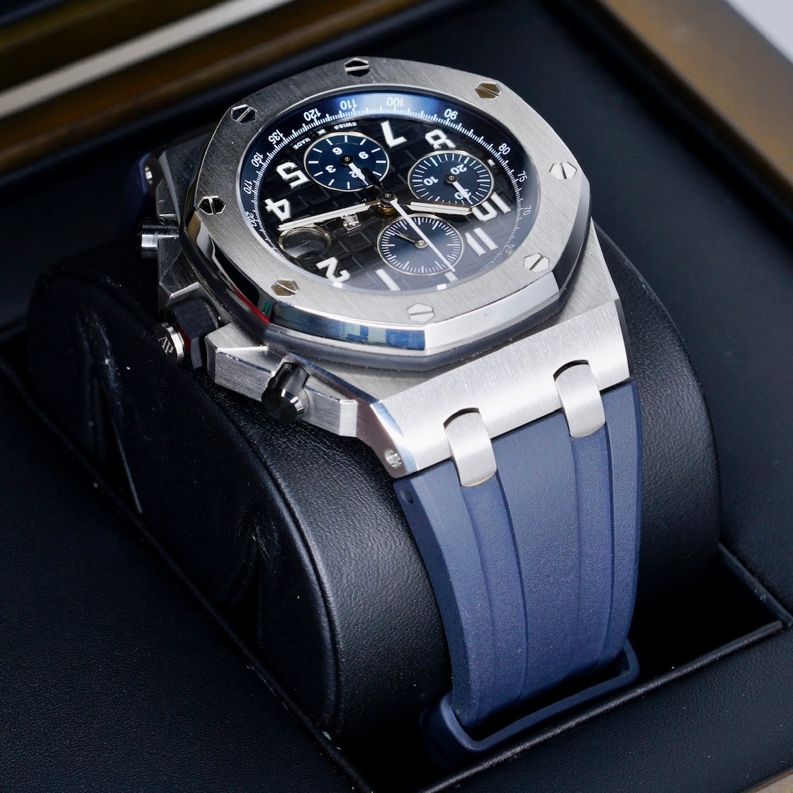 Audemars Piguet Royal Oak Offshore 26470ST.OO.A028CR.01 “BATMAN” Black Dial Blue Sub Dials Stainless Steel Chronograph 42mm