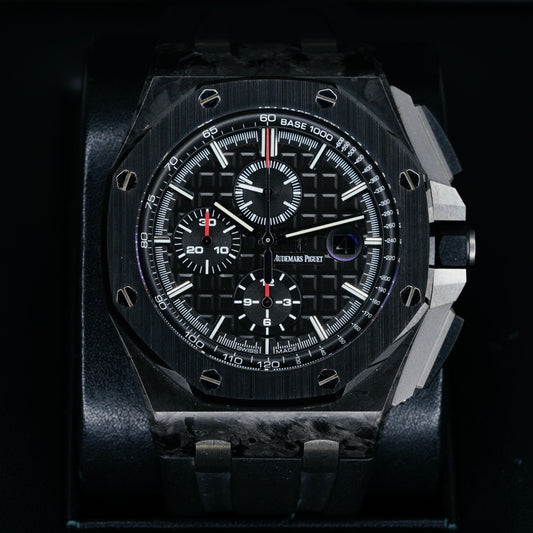 Audemars Piguet Royal Oak Offshore 26400AU.OO.A002CA.01 Black Dial Carbon Case Rubber Strap 44mm