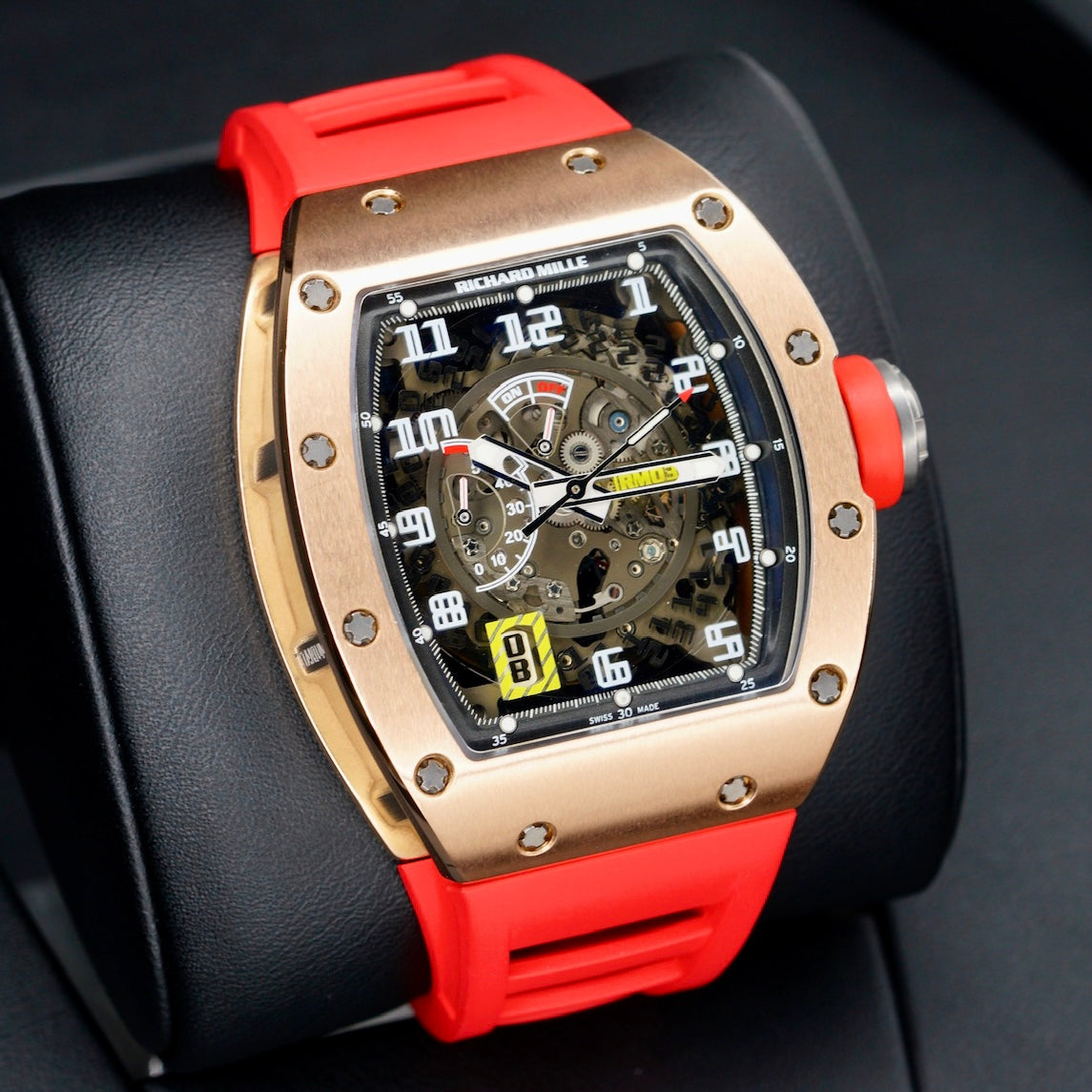Richard Mille Rm 030 AL RG Skeleton Dial Rose Gold Red Rubber Strap 2015