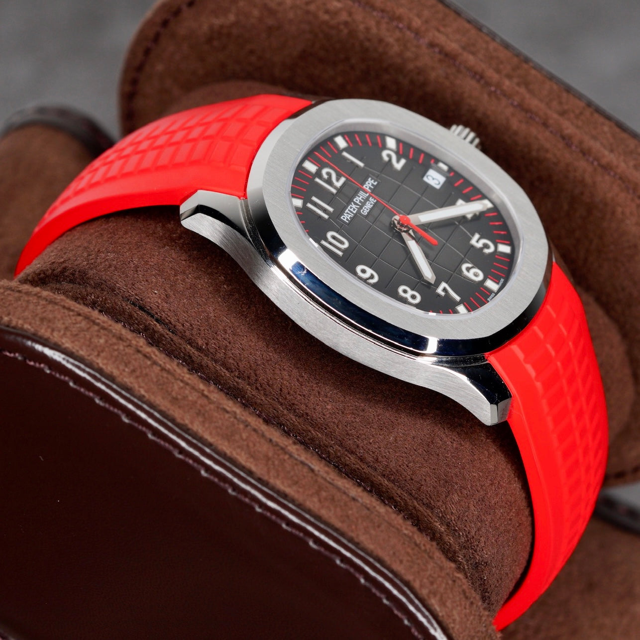 Patek Philippe Aquanaut 5167A-012 “SINGAPORE” Black Dial Red Accents Red Tropical Strap Limited Edition