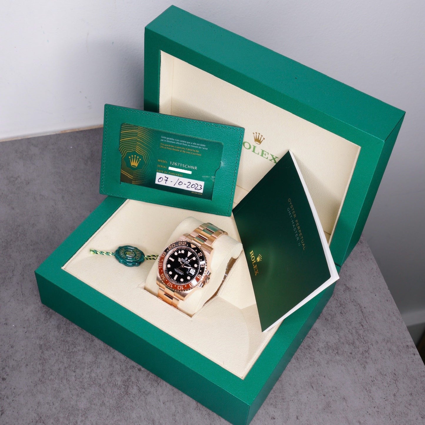 Rolex GMT-Master II 126715CHNR “ROOTBEER” Black Dial Rose Gold 40mm 2023