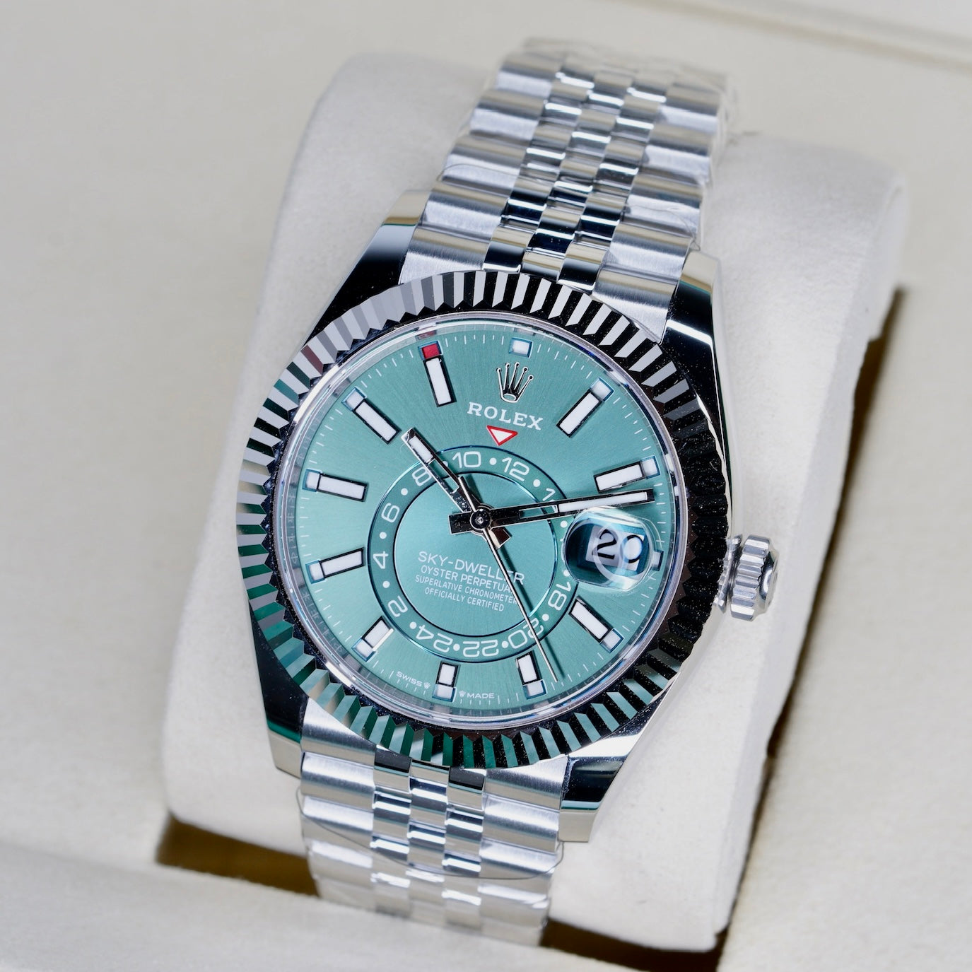 Rolex NEW 2026 Sky-Dweller 336934 “GREEN SKY” Green Stick Dial Stainless Steel Jubilee 42mm