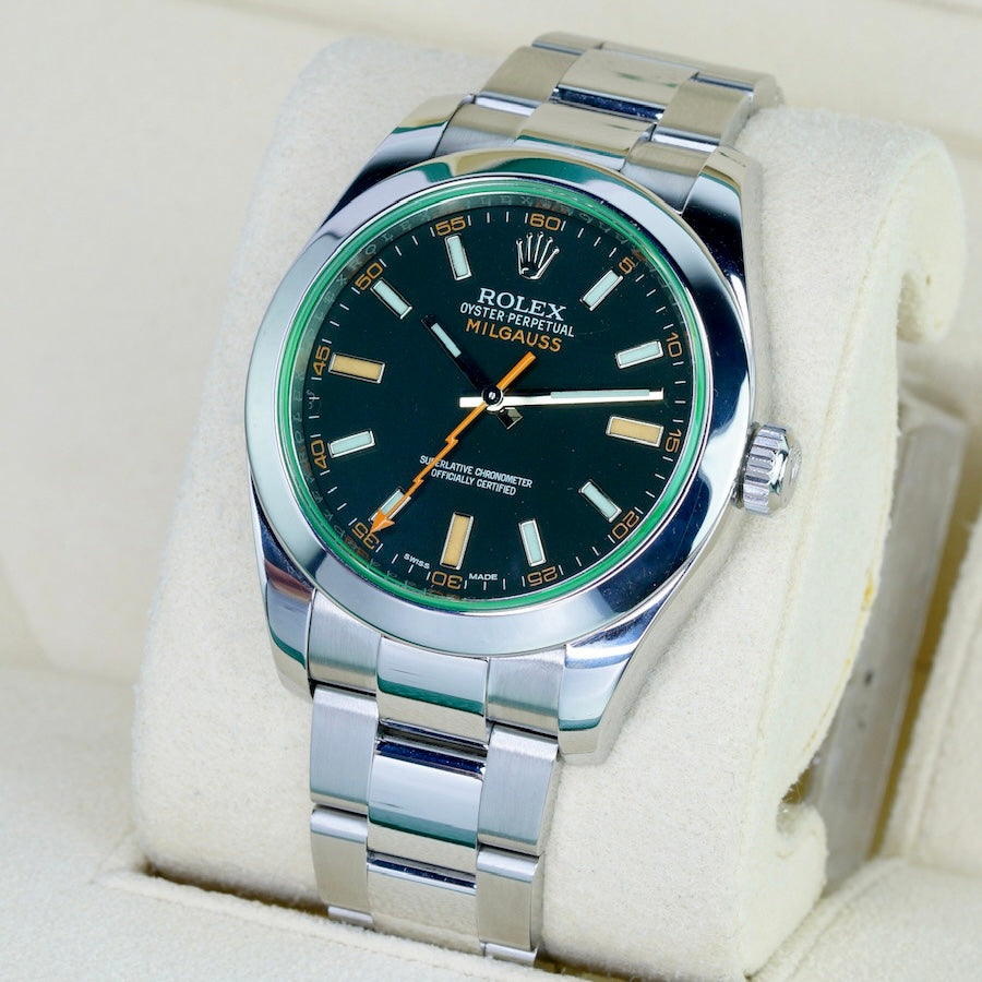 Rolex Milgauss 116400GV Black Dial Green Crystal Stainless Steel Oyster 40mm 2015