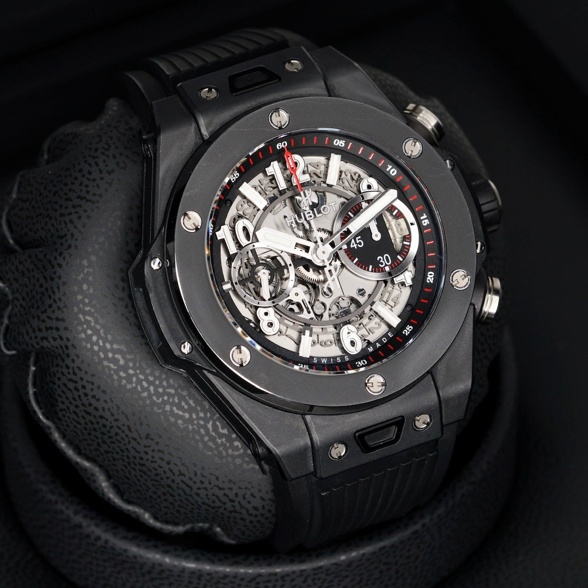 Hublot Big Bang Unico 411.CI.1170.RX Skeleton Dial Ceramic Case Rubber Strap 45mm