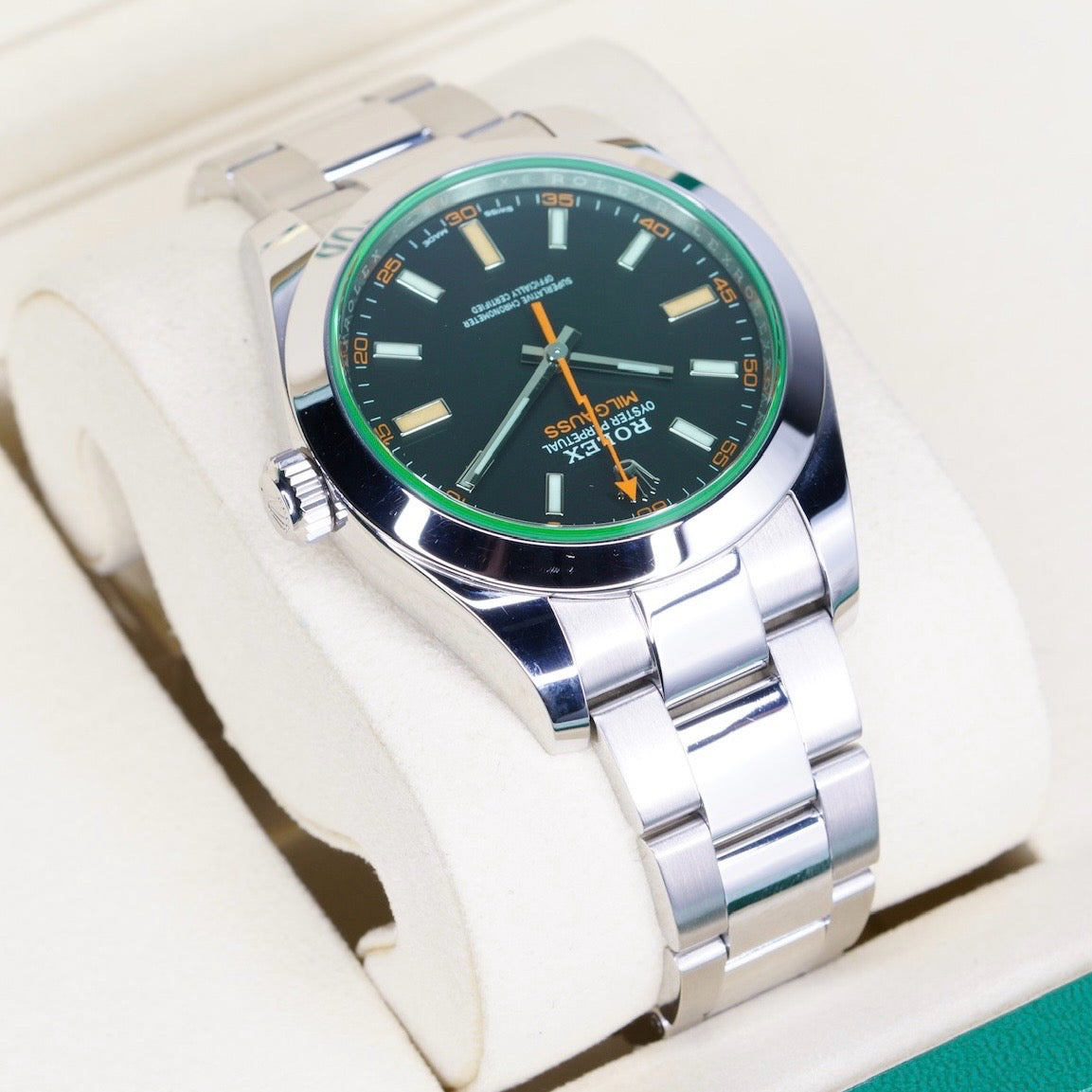 Rolex Milgauss 116400GV “GREEN CRYSTAL” Black Dial Green Crystal Stainless Steel 40mm 2021