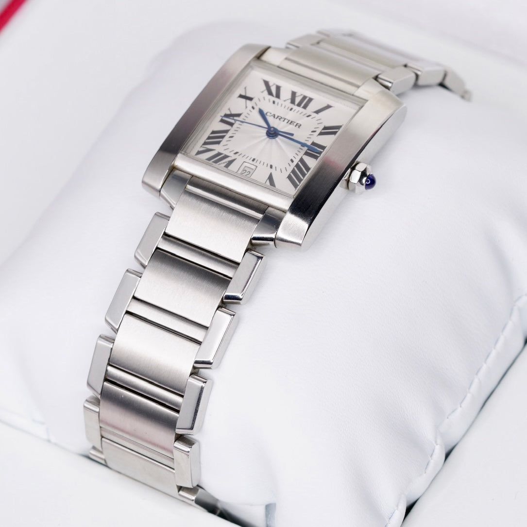 Cartier Tank Francaise W51002Q3 White Dial Stainless Steel 28X32mm