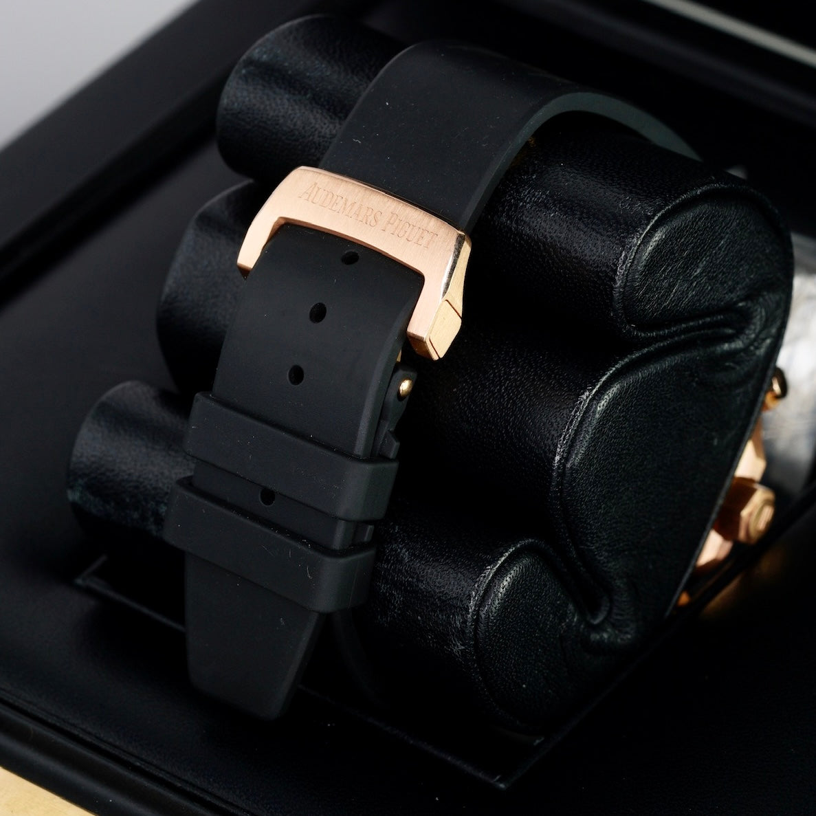 Audemars Piguet Royal Oak 26240OR.OO.D002CR.01 “50th ANNIVERSARY” Black Dial Black Rubber Rose Gold Chronograph Leather Strap 41mm 2022