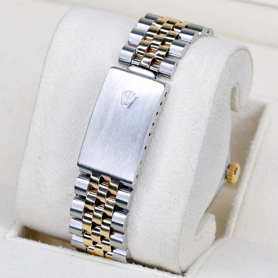 Rolex Datejust 16233 Silver Stick Dial Two-Tone Yellow Gold & Steel 36mm