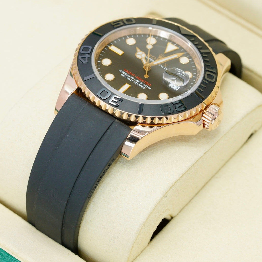 Rolex Yacht-Master 126655 Rose Gold Black Dial Oysterflex 40mm