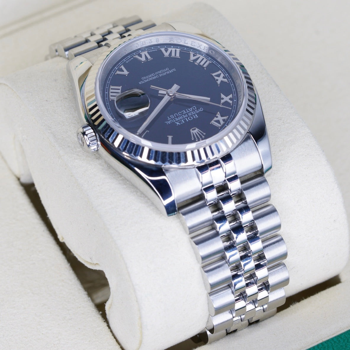 Rolex Datejust 116234 Black Roman Dial Stainless Steel Jubilee 36mm