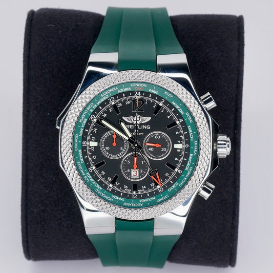 Breitling UNWORN A47362S4/B919 “GREEN BENTLEY” Black Dial Green Rubber Strap 49mm