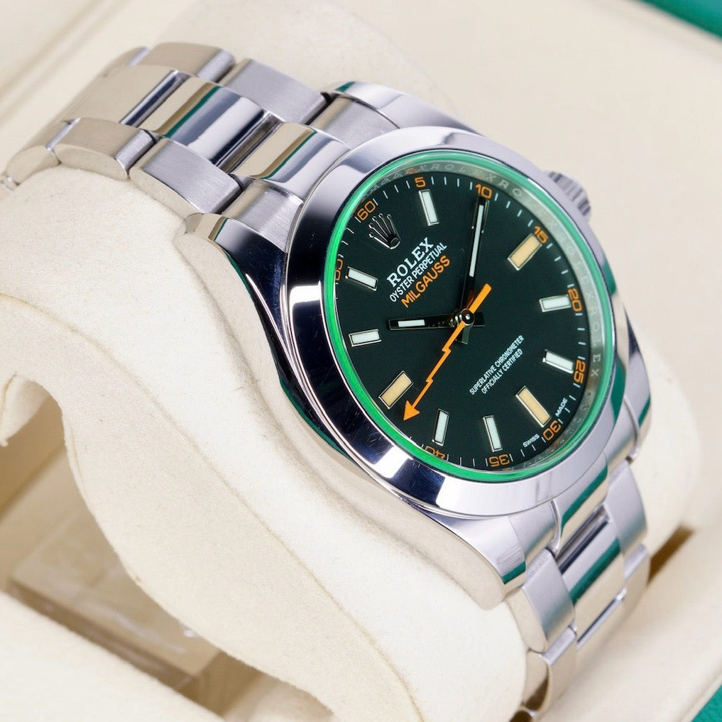 Rolex Milgauss 116400GV “GREEN CRYSTAL” Black Dial Green Crystal Stainless Steel 40mm 2021