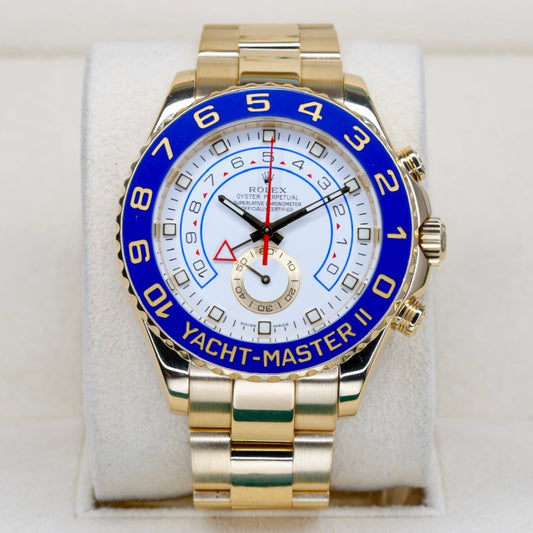 Rolex Yacht-Master II 116688 White Dial Yellow Gold Blue Bezel 44mm