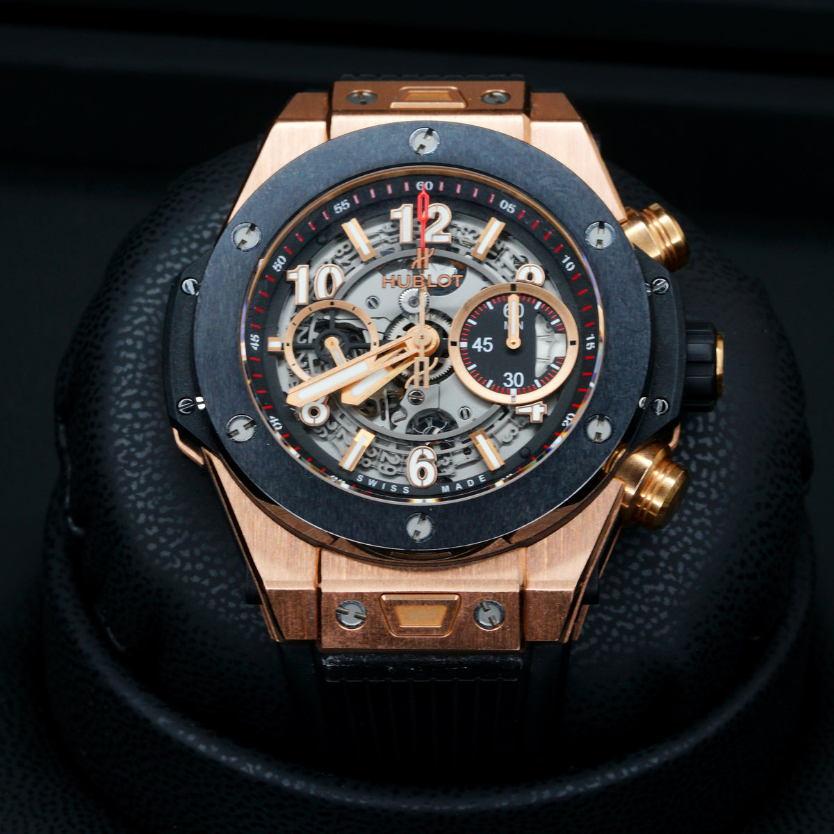 Hublot Big Bang Unico 411.OM.1180.RX “KING GOLD” Skeleton Dial Ceramic Bezel King Gold 45mm