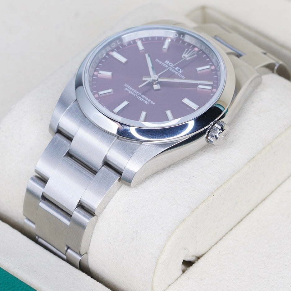 Rolex Oyster Perpetual 114200 “GRAPE” Purple Dial Stainless Steel 34mm 2019