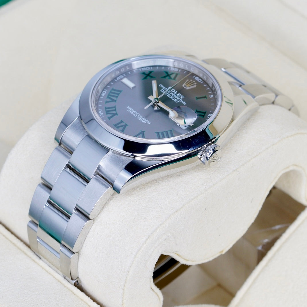 Rolex Datejust 126300 “WIMBLEDON” Grey Green Roman Dial Stainless Steel Smooth Bezel Oyster 41mm 2024