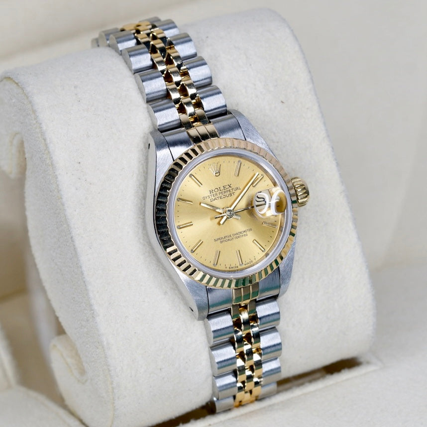 Rolex Lady-Datejust 69173 Champagne Stick Dial Two-Tone Yellow Gold & Steel Jubilee 26mm