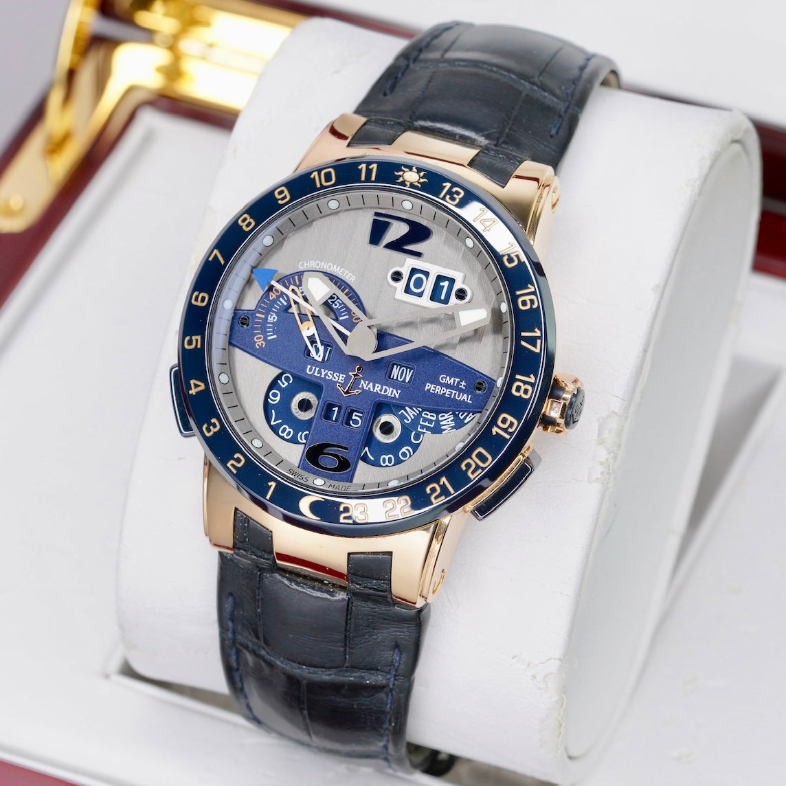 Ulysse Nardin El Toro Perpetual 326-00-3 Grey Dial Rose Gold Blue Accents 43mm