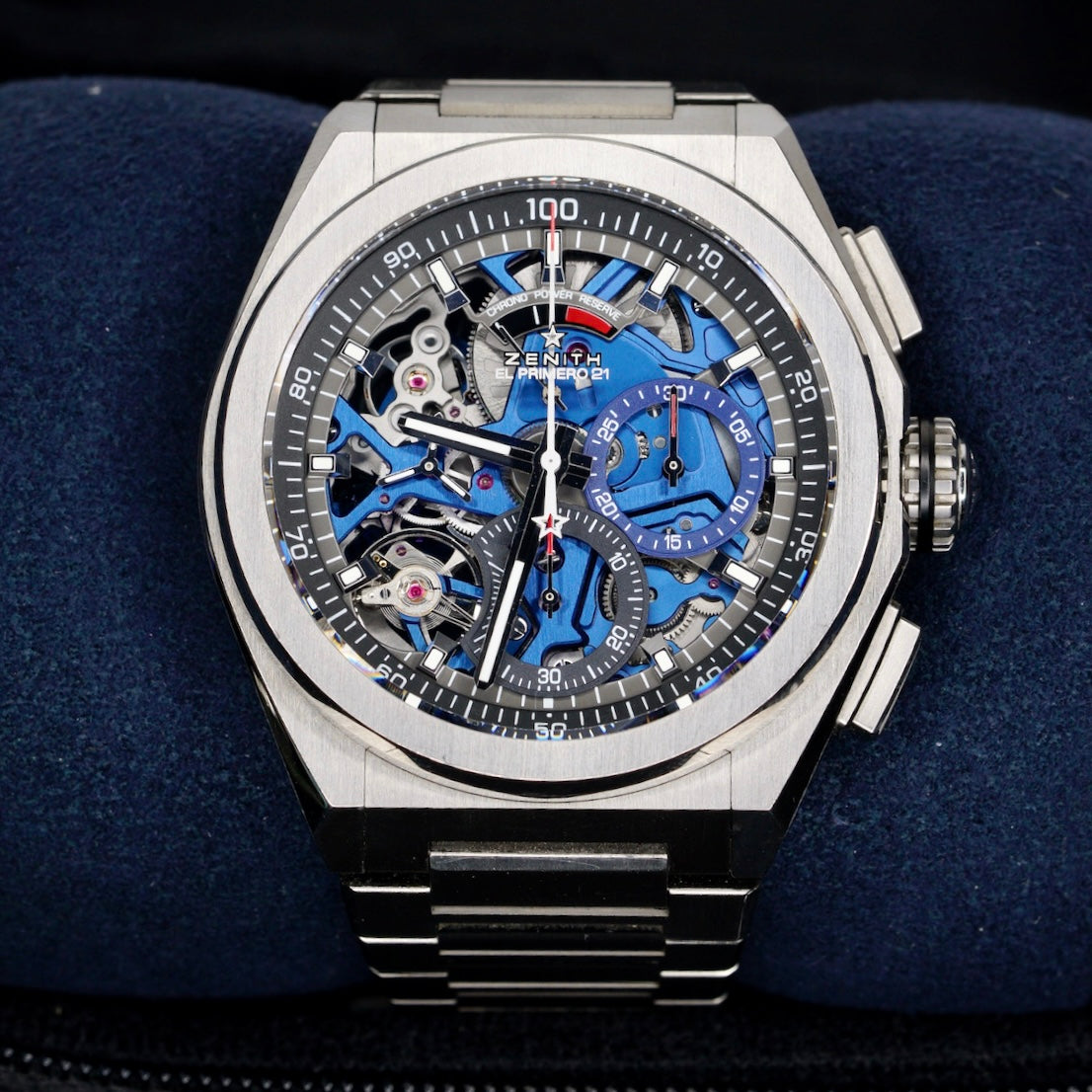 Zenith Defy El Primero 21 95.9002.9004/78.M9000 Skeleton Blue Dial Titanium 44mm 2019