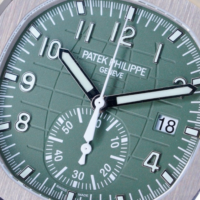 Patek Philippe Aquanaut 5968G-010 “GREEN TRAVEL AQUA” Green Kaki Dial White Gold Tropical Strap 42.2mm 2021