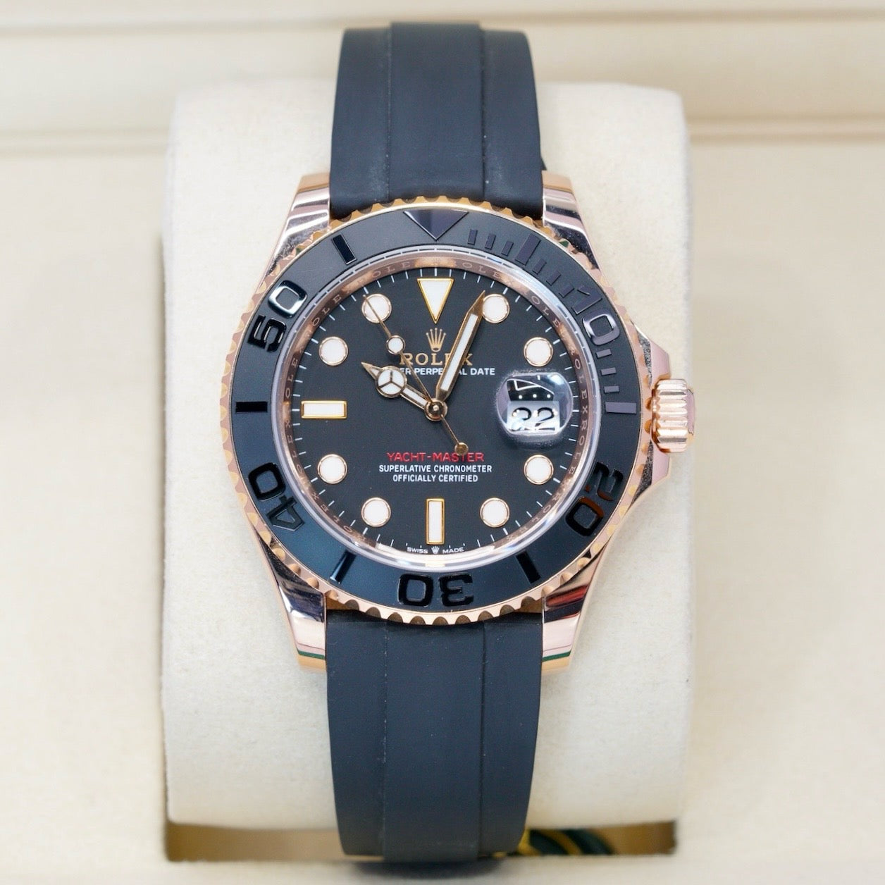 Rolex Yacht-Master 126655 Rose Gold Black Dial Oysterflex 40mm